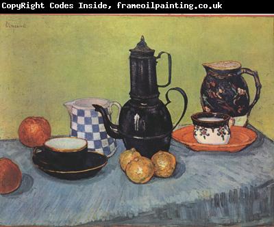 Vincent Van Gogh Still life Blue Enamel Coffeepot Earthenware and Fruit (nn04)